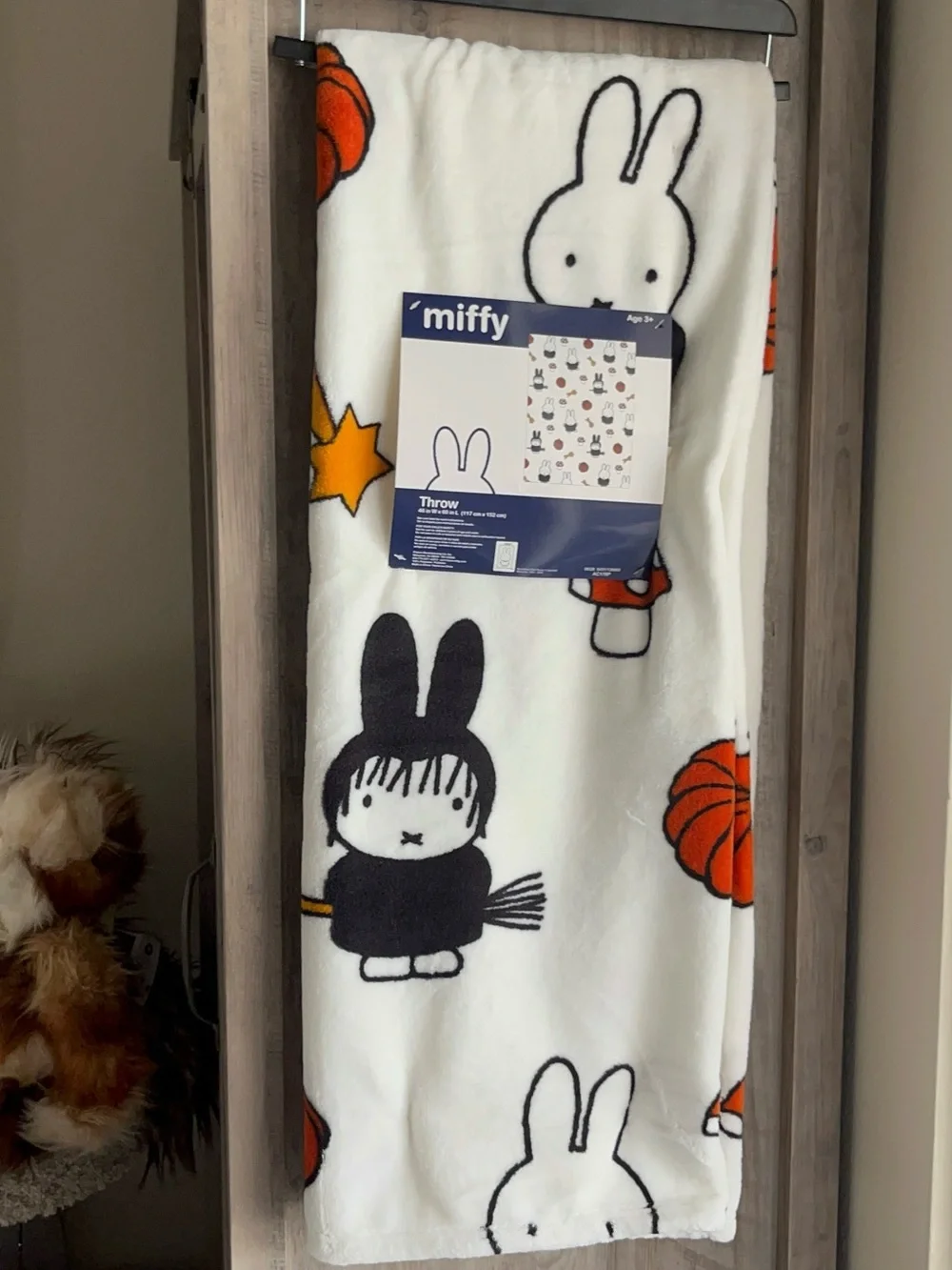 NWT Miffy Halloween Witch Plush Throw Blanket Fall Pumpkins 46